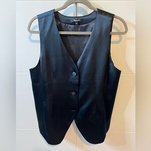 Madewell Button Front Vest Top in Stretch Satin